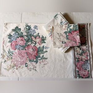 Wamsutta Set Twin Flat Sheet  With 2 Pillowcases Eloquence Floral Rose Cotton